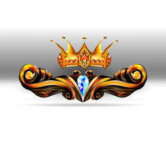crown vector, decorative elements in vintage style for decoration layout, framing, for text for advertising, vector illustration hands
