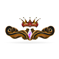 crown vector, decorative elements in vintage style for decoration layout, framing, for text for advertising, vector illustration hands
