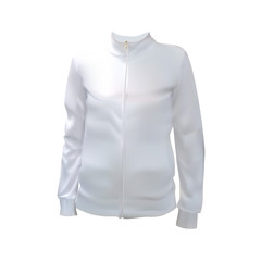 sweatshirt, white, isolated, jacket with a zip to the application of the logo, 3d vector illustration, white T-shirt with long sleeves women vector