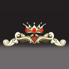 crown vector, decorative elements in vintage style for decoration layout, framing, for text for advertising, vector illustration hands