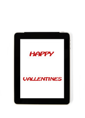 Fototapeta na wymiar Tablet concept Valentine's Day signs: Signs of Valentine's Day o