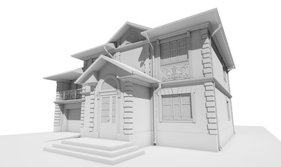 Перспектива - макета белого коттеджа