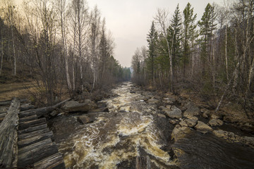 Beautiful view of the river in Siberia