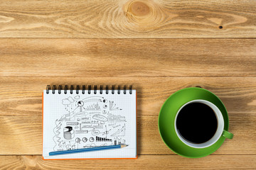 Business workplace with stuff