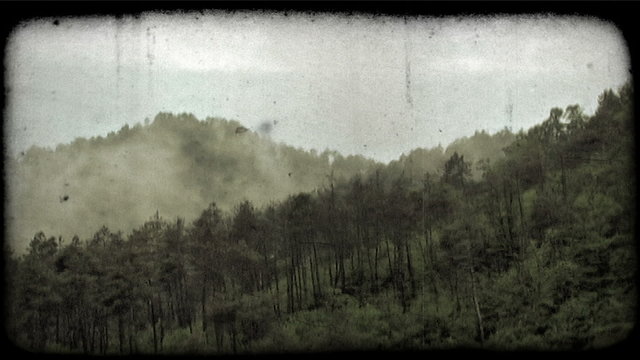 Timelapse Fog 2. Vintage stylized video clip.