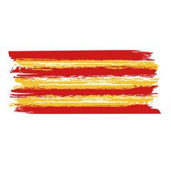 Catalan flag painted by brush hand paints. Catalonia art flag.  - obrazy, fototapety, plakaty