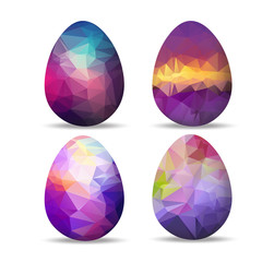 Set retro geometrical Easter eggs and happy easter