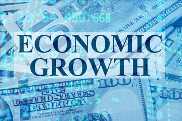 Fototapeta premium Words Economic growth with the financial data on the background. 