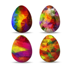 Set colorful geometrical Easter eggs and happy easter