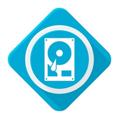 Blue icon hard drive with long shadow