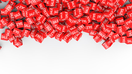 3d red sale cubes background