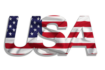text usa flag isolated on white background