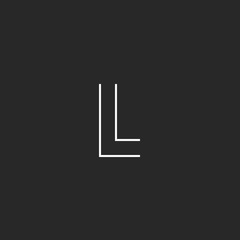 Modern letter L logo monogram, black and white thin line geometric shape, mockup graphic design element