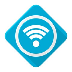 Blue icon wifi with long shadow