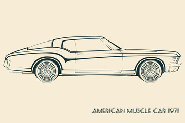 American muscle car silhouette 70s