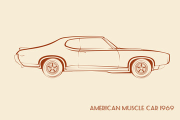 American muscle car silhouette 60s