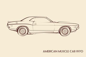 American muscle car silhouette 70s