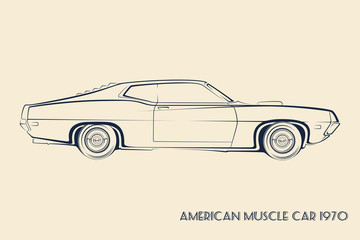 American muscle car silhouette 70s