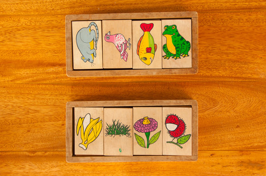 wooden block cartoon for learning