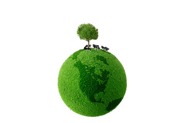 cow on  the green globe
