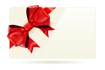 Red bow ribbon with gift card.