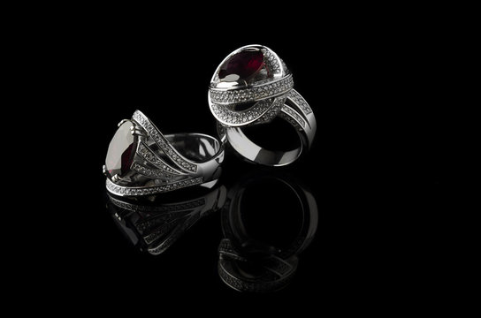 shiny women jewelry isolated on blak background