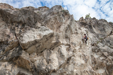 Climber on rocks