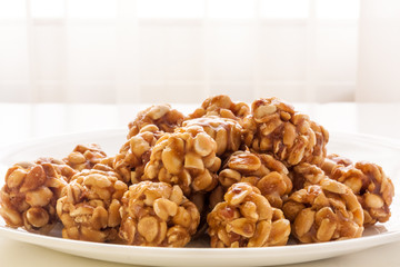 Sweet peanut balls in a plate