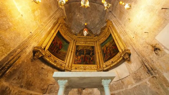 Tracking footage approaching the Greek Orthodox chapel of St. Longinus