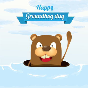 Groundhog day. vector greeting card 