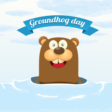 Groundhog day. vector greeting card 