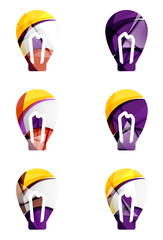 Set of abstract light bulb icons, business logotype idea concepts, clean modern geometric design