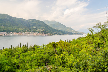 Fototapeta na wymiar Panoramic View over the Town of Salo, on the Lake Garda, Italy