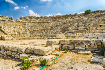 Inside the Greek Theatre of Segesta, Sicily, Italy