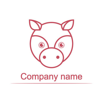 Logo for companies engaged in the pig meat. Isolated on a red background