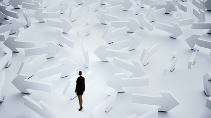 Troubled businesswoman finding way out