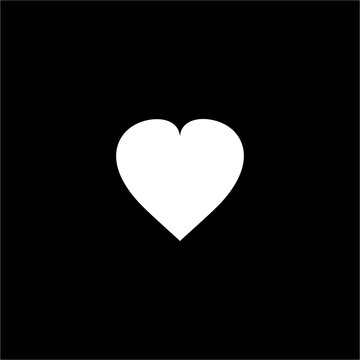 White heart on black background