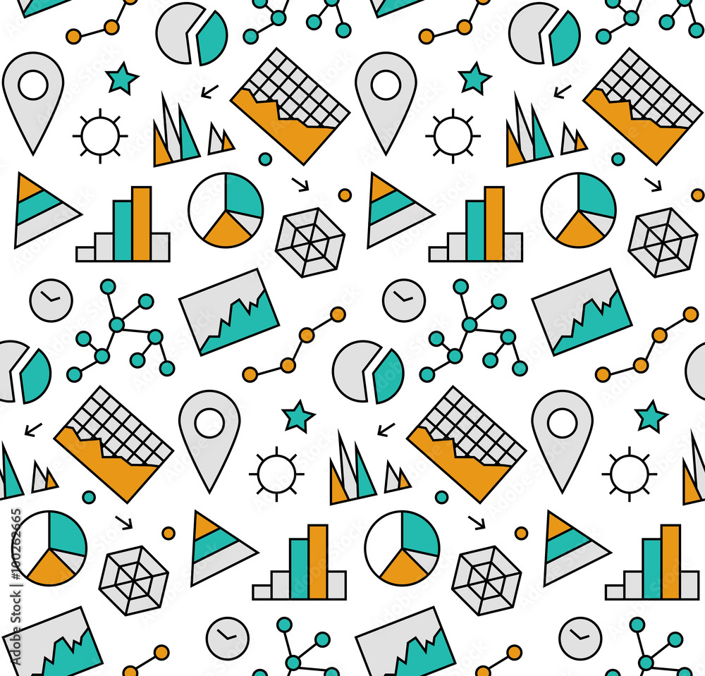 Poster infographic elements seamless icons pattern