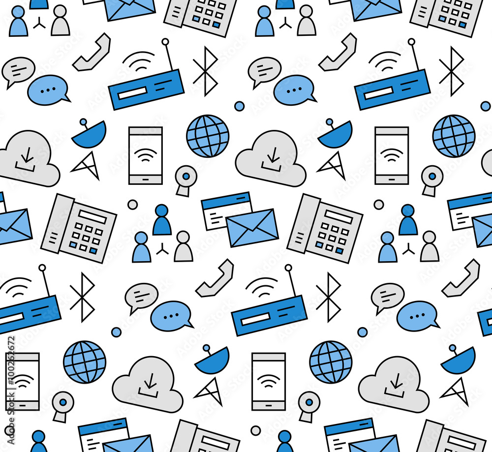 Poster communication elements seamless icons pattern