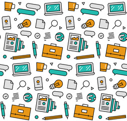 Business elements seamless icons pattern