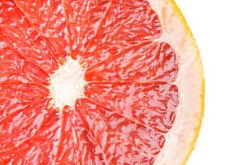 Grapefruit close up isolated on white background.