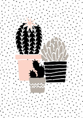 Ręcznie rysowane plakat kaktusa - 100263247