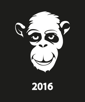 Vector illustration of a monkey. On New Year's Eve