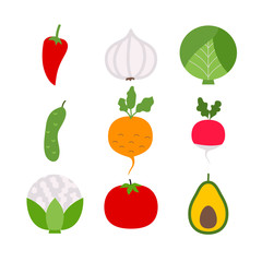 Fresh vegetables isolated over white