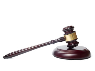 Law concept - Wooden judges gavel isolated on white background