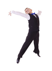 jumping boy isolated over white background