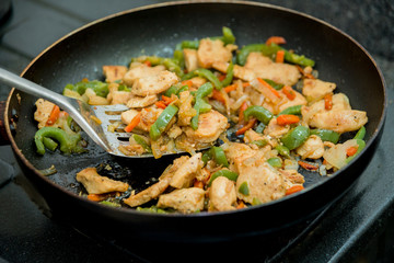 Roasted meat on the grill