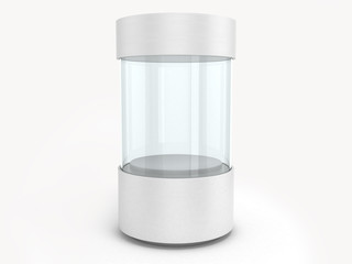 round white Showcases with a pedestal inside