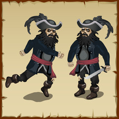 Two image pirate standing and running