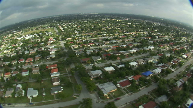 Aerial shot of a suburban area of Miami.